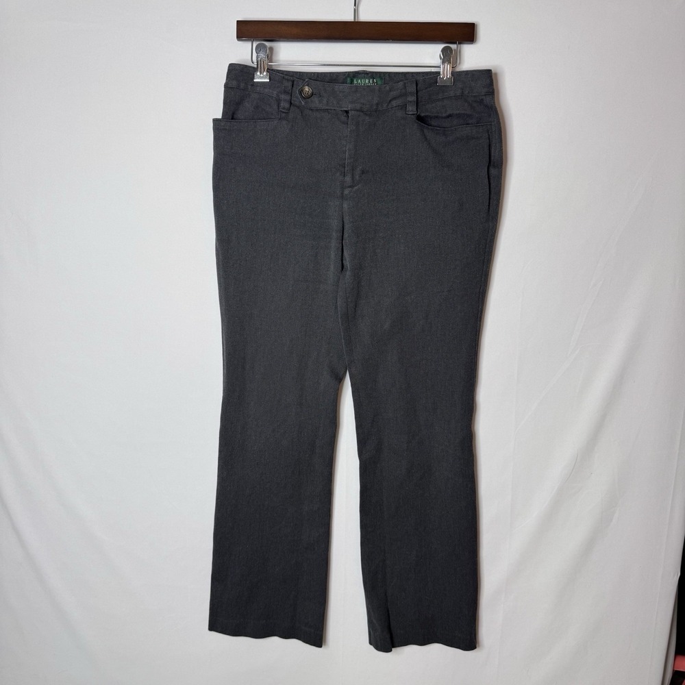 Lauren Ralph Lauren Adele Pants 8 Gray Pockets Career Business Classic Preppy
